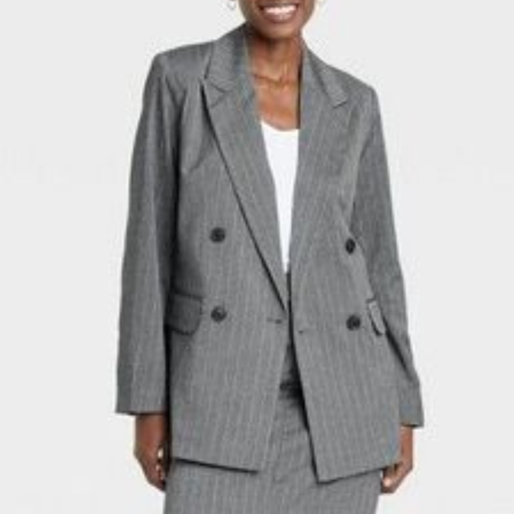 NWOT A New Day Gray Pinstripe Blazer Jacket Size Small